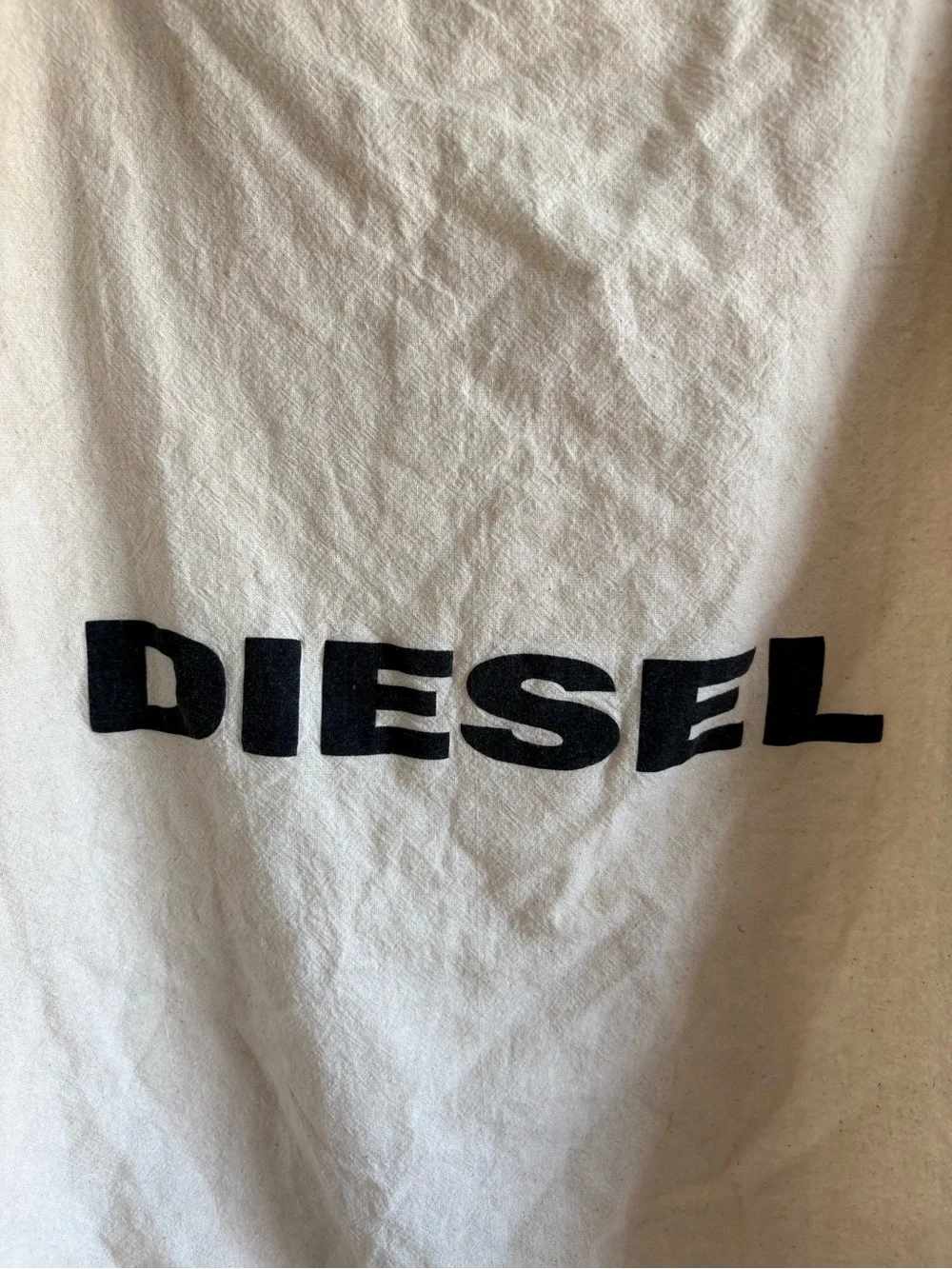 Diesel Tan Drawstring Cotton Dust Shopping Bag Large 20*25 With Handle Storage
